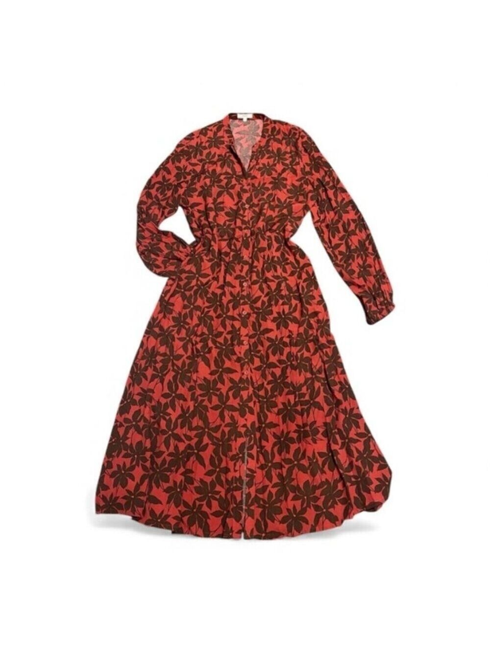 Yerse Red Floral Longsleeve Maxi Dress Large